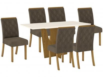 Mesa de Jantar 6 Lugares Retangular Tampo de Vidro - Henn Roberta