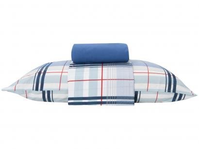 Jogo de Cama Solteiro Santista 100% Algodão - Royal Madras Azul 3 Peças