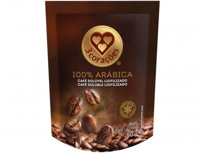 Café Solúvel Liofilizado 100% Arábica 3 Corações - Refil 50g