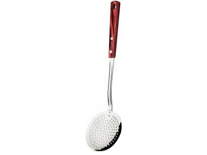 Escumadeira Aço Inox Tramontina Polywood - Vermelha 35,4cm