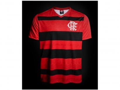 Camisa Masculina Flamengo Manga Curta - Vermelho e Preto
