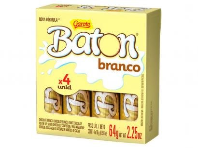 Bastão de Chocolate Baton Branco 64g - 10 Unidades Garoto