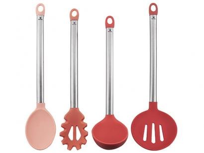 Conjunto de Utensílios Hercules Inox e Silicone - Trendy 4 Peças