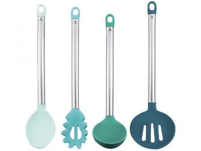 Conjunto de Utensílios Hercules Inox e Silicone - Trendy 4 Peças