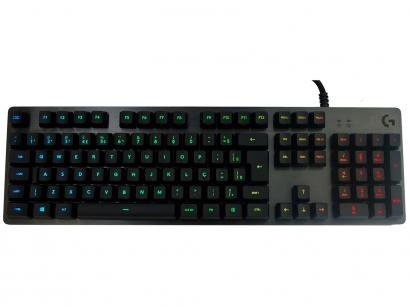 Teclado Mecânico Gamer RGB Logitech G512 Carbon - USB ABNT2 Preto