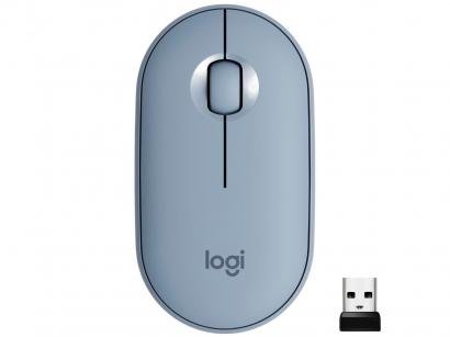 Mouse sem Fio Logitech Laser 1000DPI 3 Botões - Pebble M350 Azul