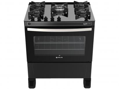 Fogão 5 Bocas Mesa de Vidro Atlas Preto - Acendimento Automático Agile Glass