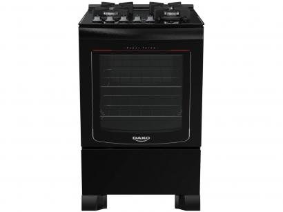 Fogão 4 Bocas Mesa de Vidro Dako Preto - Acendimento Automático Glass