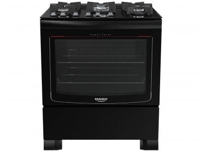 Fogão 5 Bocas Mesa de Vidro Dako Preto - Acendimento Automático Glass