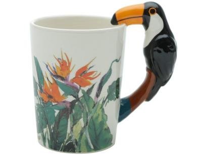Caneca Chá e Café de Cerâmica Branca 380ml - Bon Gourmet Tucano