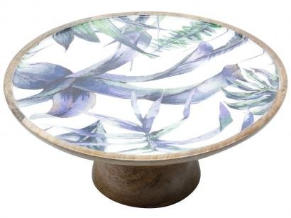 Prato para Bolo de Madeira Bon Gourmet Redondo - Flower 32cm