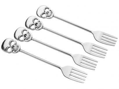 Garfo Sobremesa Bon Gourmet Zamac Caveira - 4 Peças