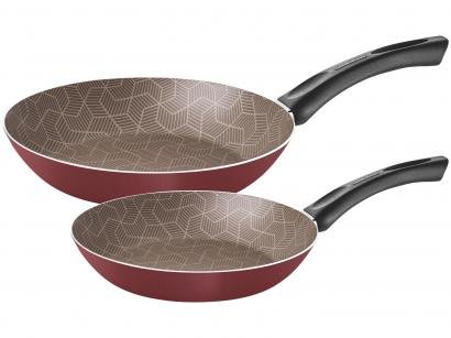 Conjunto de Frigideiras Antiaderente Tramontina - de Alumínio Paris Texture Vermelho 2 Peças