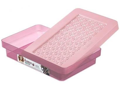 Caixa Organizadora Média de Plástico - com Tampa Ordene Hana Rosa