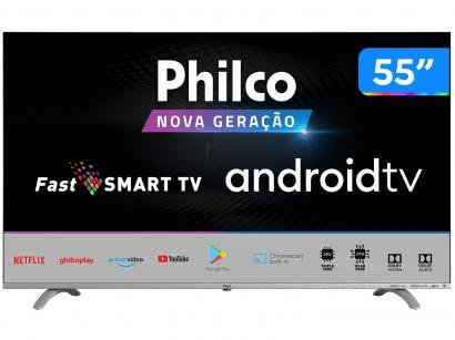 Smart TV UHD D-LED 55" Philco PTV55Q20AGBLS - Android Wi-Fi 3 HDMI 2 USB