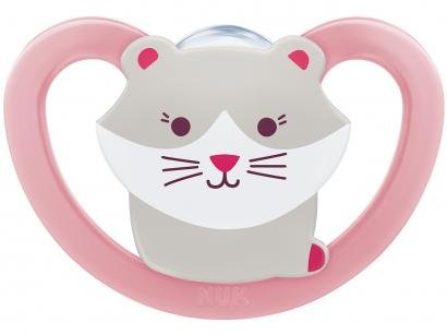Chupeta Silicone Ortodôntico NUK - Space Gatinha S3 Girl Rosa Acima de 18 Meses