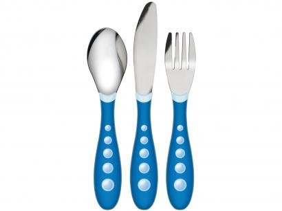 Kit Talher Infantil Inox NUK Baby Care Azul - 3 Peças