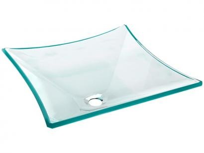 Cuba para Banheiro VB Cristais Simples de Vidro - de Apoio Quadrada 34x34cm Bali