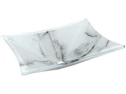 Cuba para Banheiro VB Cristais Simples de Vidro - de Apoio Retangular 40x28cm Mármore Branco
