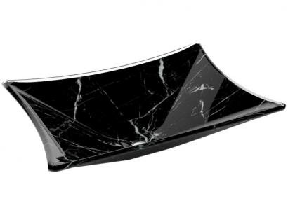 Cuba para Banheiro VB Cristais Simples de Vidro - de Apoio Retangular 40x28cm Mármore Preto