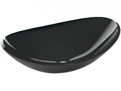 Cuba para Banheiro VB Cristais Simples de Vidro - de Apoio Oval 43x28cm Canoa Preta