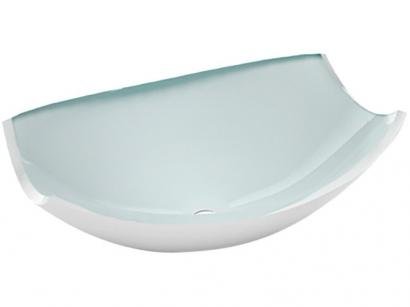 Cuba para Banheiro VB Cristais Simples de Vidro - de Apoio Oval 39x28cm Barril Branca