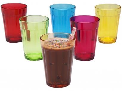 Jogo de Copos de Vidro 190ml 6 Peças - Copo Americano Color