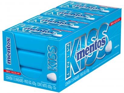 Pastilha Mentos Kiss Mint sem Açúcar 420g - Display