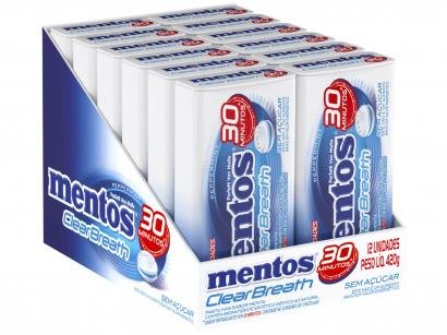 Pastilha Mentos Clear Breath Peppermint sem Açúcar - 420g Display