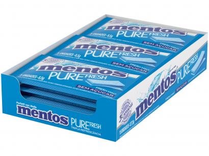 Goma de Mascar Mentos Pure Fresh 3 Camadas - Mint sem Açúcar 127,5g Display 15 Unidades