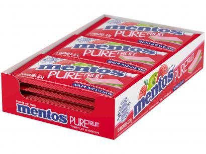 Goma de Mascar Mentos Pure Fruit 3 Camadas - Fruit sem Açúcar 127,5g Display 15 Unidades