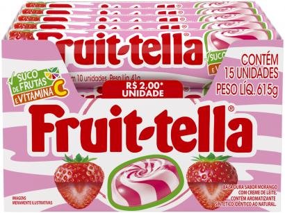 Bala Fruittella Swirl Morango com Creme de Leite - Vitamina C e Suco de Frutas 615g Stick 15 Unidades