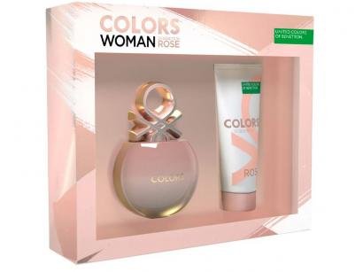 Kit Perfume Benetton Colors Woman Rose Feminino - Eau de Toilette 80ml com Loção Corporal 75ml 2 Uni