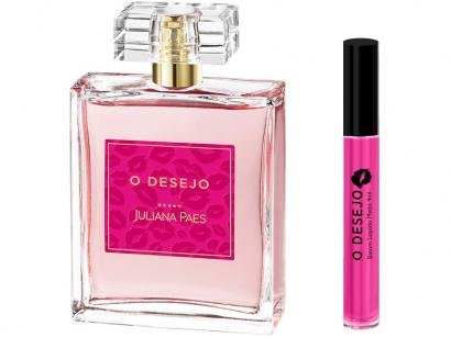 Kit Perfume Juliana Paes O Desejo Feminino - Eau de Toilette 100ml com Batom Líquido Matte 4ml