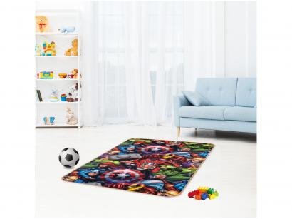 Tapete Infantil Vingadores para Quarto Retangular - Recreio Marvel 120x180cm Jolitex
