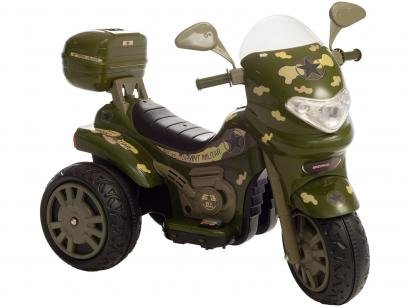 Mini Moto Elétrica Infantil Sprint Turbo Militar - 2 Marchas 12V com Capacete Biemme