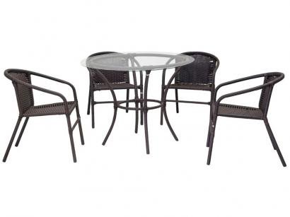 Conjunto de Mesa para Área Externa Ferro - com 4 Cadeiras Famais Salinas