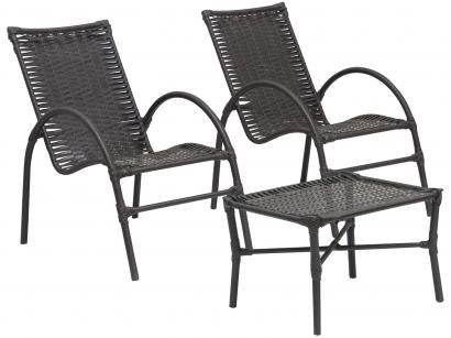 Conjunto de Mesa para Área Externa Ferro - com 2 Cadeiras Famais Elo