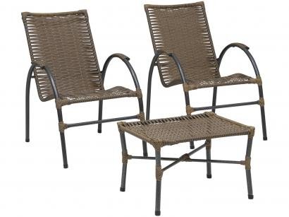 Conjunto de Mesa para Área Externa Ferro - com 2 Cadeiras Famais Onix