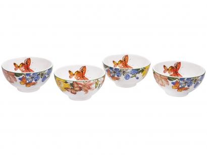 Conjunto de Bowls de Cerâmica Colorido Scalla - 500ml Concept Papillon 4 Peças