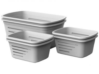 Kit Cestos Organizadores Retangular Branco - Soprano E-Combo 6 Peças