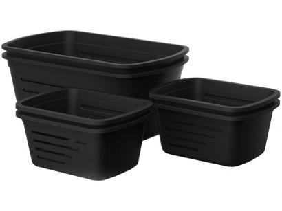 Kit Cestos Organizadores Retangular Preto - Soprano E-Combo 6 Peças