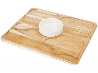 Petisqueira Porcelana com Pote Retangular - 2 Peças Tramontina Teca
