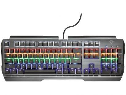 Teclado Mecânico Gamer USB Trust - RGB Cinza GXT 877 Scarr