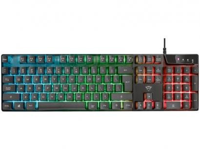 Teclado Membrana Gamer USB Trust - Preto GXT 835 Azor