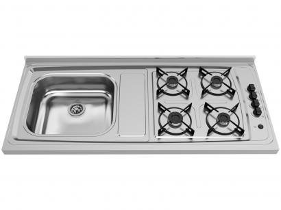 Pia com Fogão Inox 4 Bocas a Gás 120x54,5cm - Ghel Plus 10.05.04043