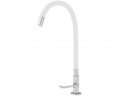 Torneira Gourmet para Cozinha de Mesa Nell - Flexível Cromada e Branca AM02