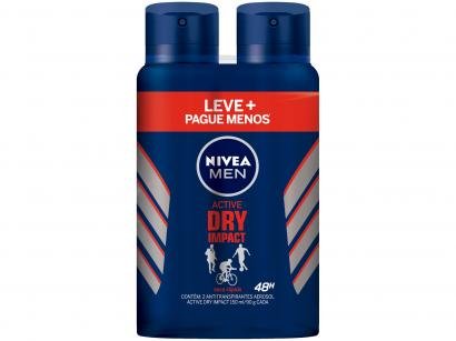 Desodorante Nivea Men Active Dry Impact Aerossol - Antitranspirante Masculino 150ml 2 Unidades