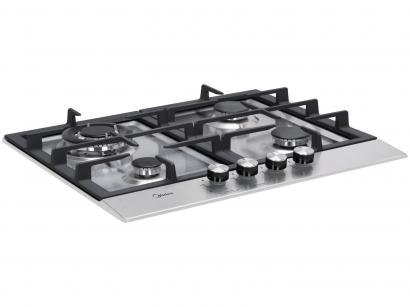 Cooktop 4 Bocas Midea a Gás GLP Inox e Preto - Tripla-chama CYA4B