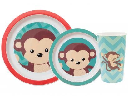 Kit Alimentação Infantil 3 Peças Buba Animal Fun - Macaco